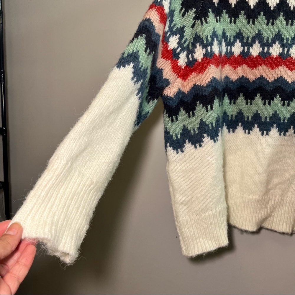 Mia & Tess Multicolor Fair Isle Cowl Neck Sweater Cozy Winter Sweater Size S - Picture 5 of 14